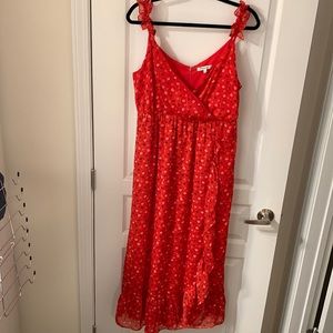 Madewell red floral midi dress